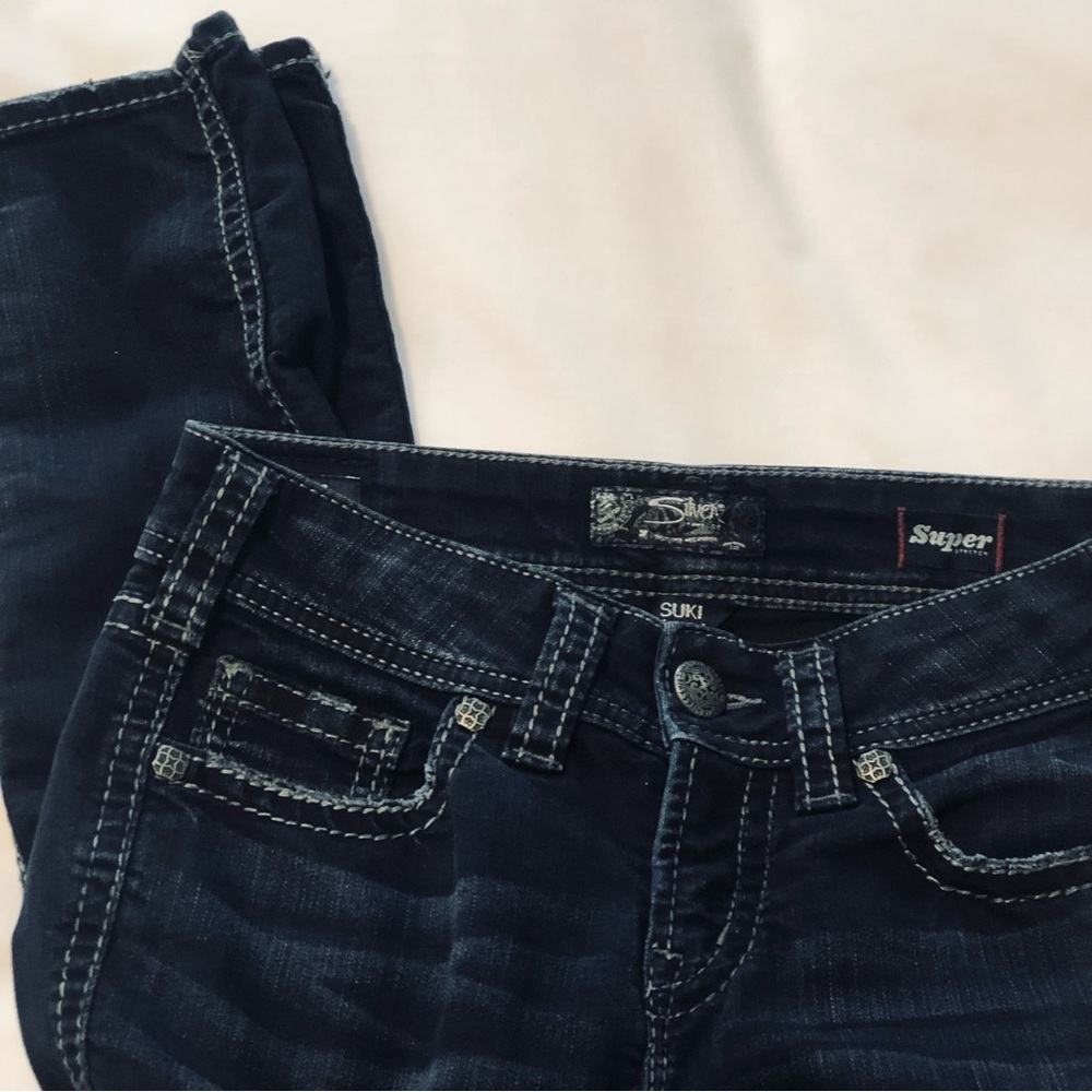 Silver Suki Mid Skinny 27/31 Dark Wash Indigo - Picture 2 of 15